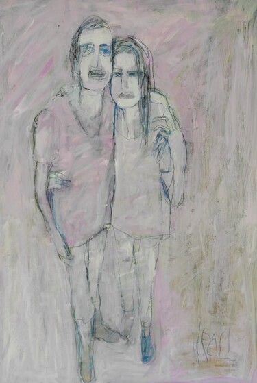 Tekening getiteld "Pärchenbild" door Barbara Kroll, Origineel Kunstwerk, Acryl