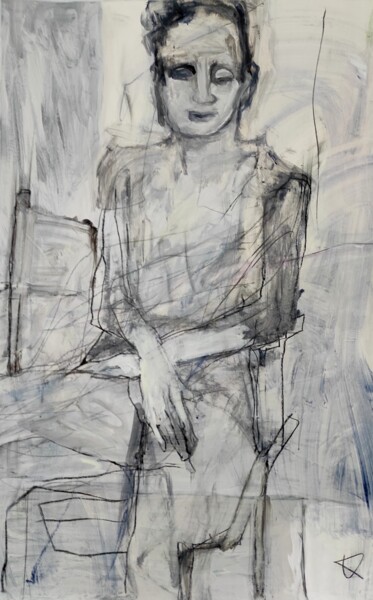 "Sitzende Frau VII" başlıklı Resim Barbara Kroll tarafından, Orijinal sanat, Kalem