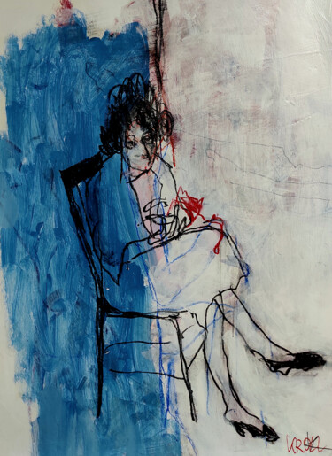 Рисунок под названием "Sitzende Frau VIII" - Barbara Kroll, Подлинное произведение искусства, Пастель