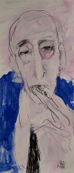 Drawing titled "Mann mit der Zigare…" by Barbara Kroll, Original Artwork, Pencil