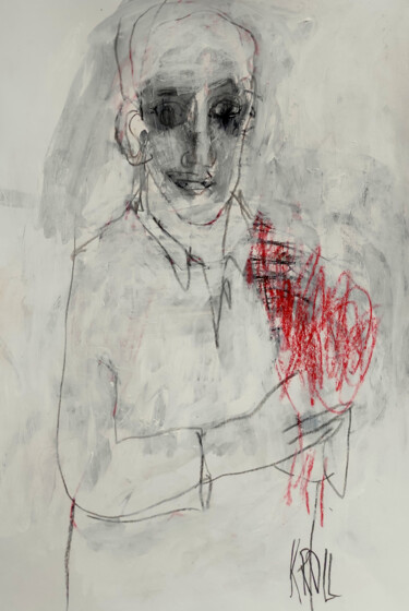 Dessin intitulée "Ein Junge mit einem…" par Barbara Kroll, Œuvre d'art originale, Crayon