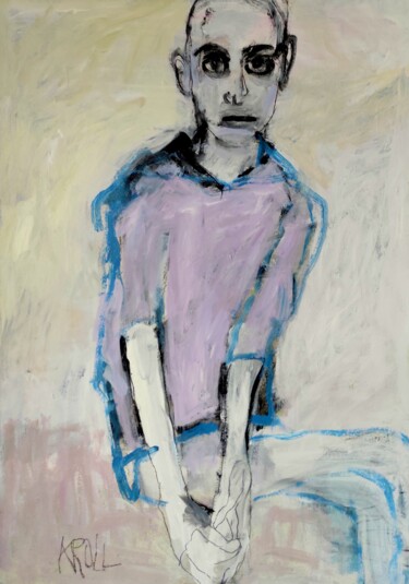 Pittura intitolato "Sitzender Junge" da Barbara Kroll, Opera d'arte originale, Acrilico