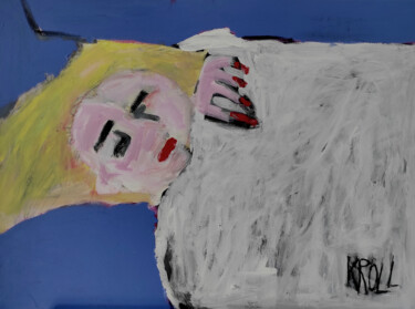 Malerei mit dem Titel "Im Bett" von Barbara Kroll, Original-Kunstwerk, Acryl