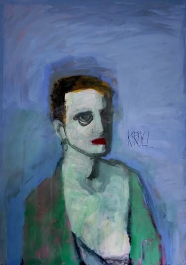 Malerei mit dem Titel "Portrait einer Frau…" von Barbara Kroll, Original-Kunstwerk, Acryl