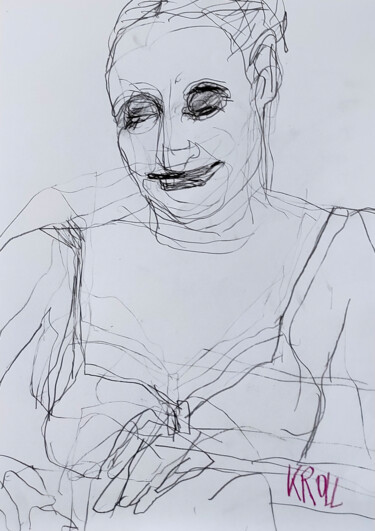 Zeichnungen mit dem Titel "Portrait  einer Frau" von Barbara Kroll, Original-Kunstwerk, Bleistift