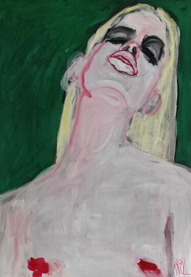 Peinture intitulée "Weiblicher Halbakt…" par Barbara Kroll, Œuvre d'art originale, Acrylique