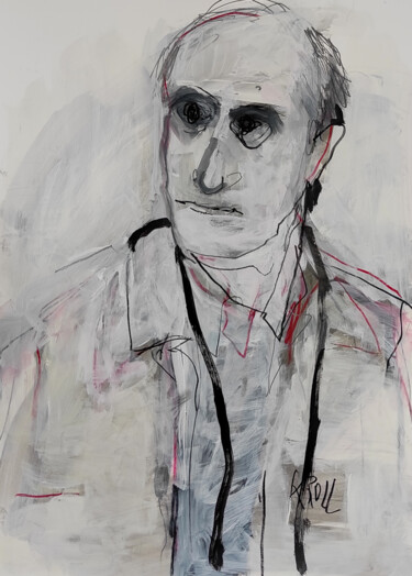 Dessin intitulée "Portrait eines Mann…" par Barbara Kroll, Œuvre d'art originale, Crayon