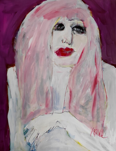 Peinture intitulée "Courtney Love" par Barbara Kroll, Œuvre d'art originale, Acrylique