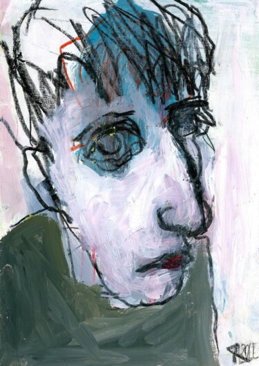 Рисунок под названием "Porträt 25" - Barbara Kroll, Подлинное произведение искусства, Карандаш