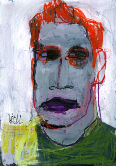 Рисунок под названием "Porträt 27" - Barbara Kroll, Подлинное произведение искусства, Акрил