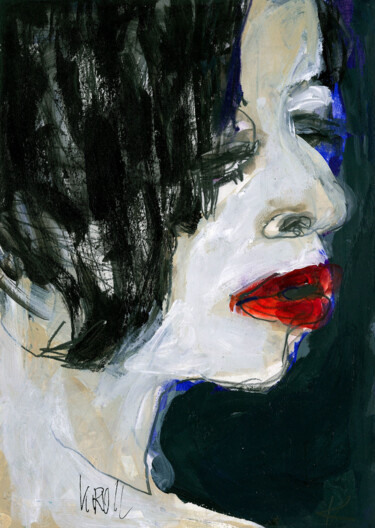 Dessin intitulée "Porträt 28" par Barbara Kroll, Œuvre d'art originale, Acrylique