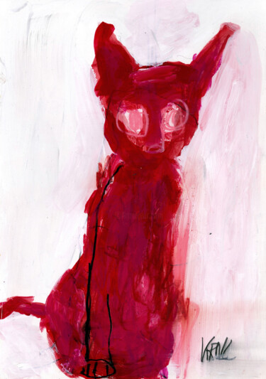 Pittura intitolato "Rotes Kätzchen" da Barbara Kroll, Opera d'arte originale, Acrilico