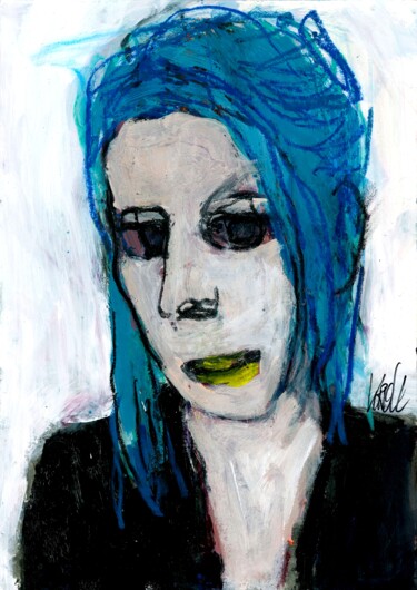 Рисунок под названием "Porträt 19" - Barbara Kroll, Подлинное произведение искусства, Цветные карандаши
