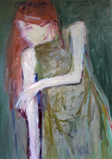 Malerei mit dem Titel "Porträt einer junge…" von Barbara Kroll, Original-Kunstwerk, Acryl