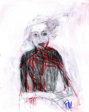 图画 标题为“Porträt 07” 由Barbara Kroll, 原创艺术品, 铅笔