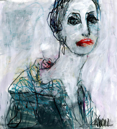 图画 标题为“Porträt 32” 由Barbara Kroll, 原创艺术品, 铅笔