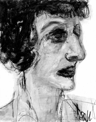 Dessin intitulée "Porträt 37" par Barbara Kroll, Œuvre d'art originale, Crayon