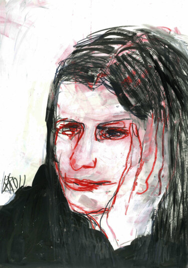 Drawing titled "Porträt 41" by Barbara Kroll, Original Artwork, Conté