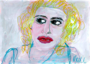 "Porträt 42" başlıklı Resim Barbara Kroll tarafından, Orijinal sanat, Mum boya