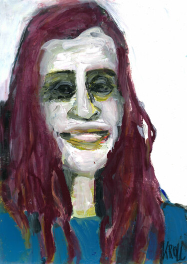 Painting titled "Porträt 43" by Barbara Kroll, Original Artwork, Acrylic