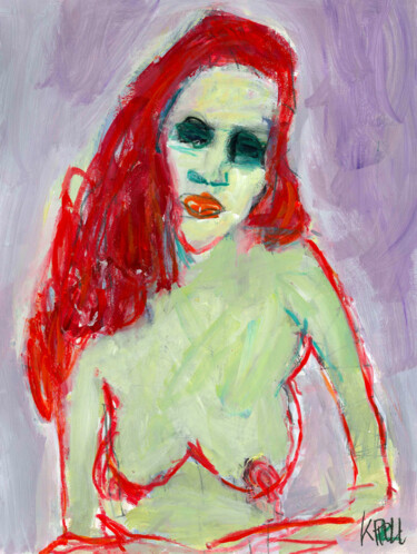 Рисунок под названием "Porträt 44" - Barbara Kroll, Подлинное произведение искусства, Акрил
