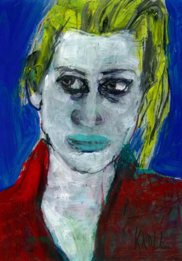 Картина под названием "Mädchen mit gelbem…" - Barbara Kroll, Подлинное произведение искусства, Акрил