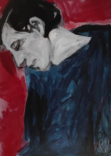 Painting titled "Porträt 53" by Barbara Kroll, Original Artwork, Acrylic