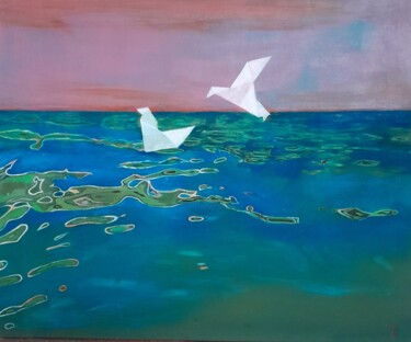 Painting titled "Time to flying" by Barbara Lis, Original Artwork, Acrylic