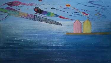 Painting titled "The kite festival" by Barbara Lis, Original Artwork, Acrylic