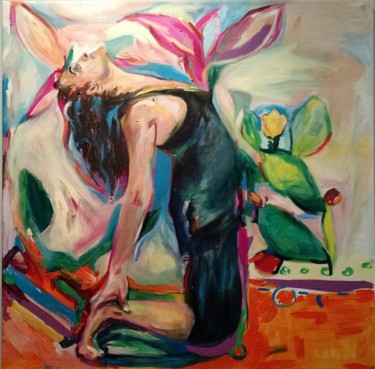 Painting titled "Ana poses" by Barbara Low, Original Artwork, Acrylic