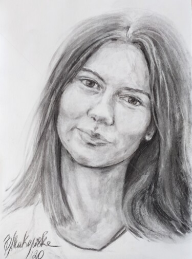 Rysunek zatytułowany „dziewczyna, portret…” autorstwa Barbara Makowska, Oryginalna praca, Węgiel drzewny