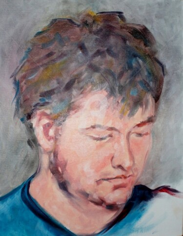 Malarstwo zatytułowany „Portret męski” autorstwa Barbara Makowska, Oryginalna praca, Olej