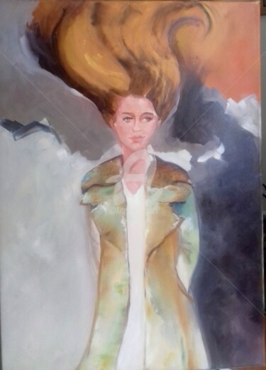 Malarstwo zatytułowany „Pani Zima” autorstwa Barbara Makowska, Oryginalna praca, Olej