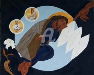 Malarstwo zatytułowany „św. Józef” autorstwa Barbara Makowska, Oryginalna praca, Tempera