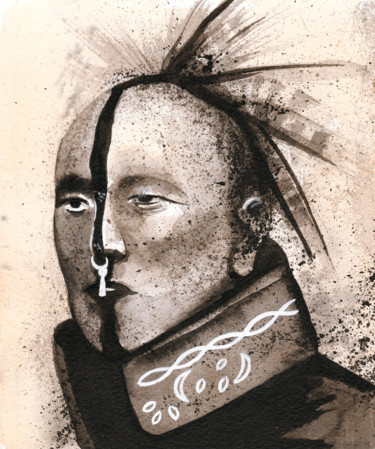 Schilderij getiteld "Indio" door Barbara Melich, Origineel Kunstwerk, Gouache