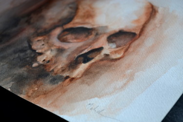 Malerei mit dem Titel "Skull" von Barbara Melich, Original-Kunstwerk, Aquarell