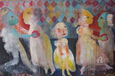 Картина под названием ""Toute seule"" - Barbara Morin, Подлинное произведение искусства, Акрил Установлен на Деревянная рама…