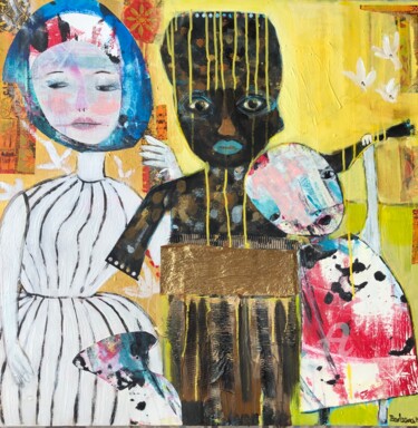 Картина под названием ""Mariage de culture…" - Barbara Morin, Подлинное произведение искусства, Акрил Установлен на Деревянн…