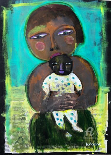 ""Samia et son bébé"" başlıklı Tablo Barbara Morin tarafından, Orijinal sanat, Akrilik