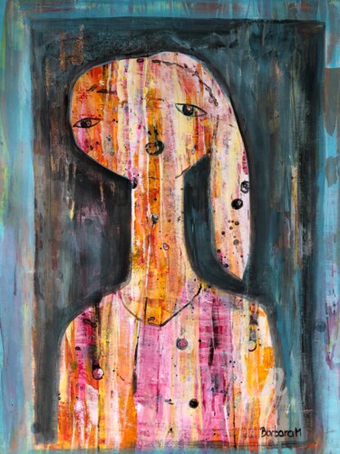 Malerei mit dem Titel ""La fille girafe"" von Barbara Morin, Original-Kunstwerk, Acryl
