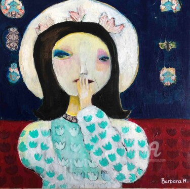 Painting titled "Paloma" by Barbara Morin, Original Artwork, Acrylic Mounted on Wood Stretcher frame