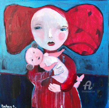 Painting titled "Ma petite poupée" by Barbara Morin, Original Artwork, Acrylic Mounted on Wood Stretcher frame