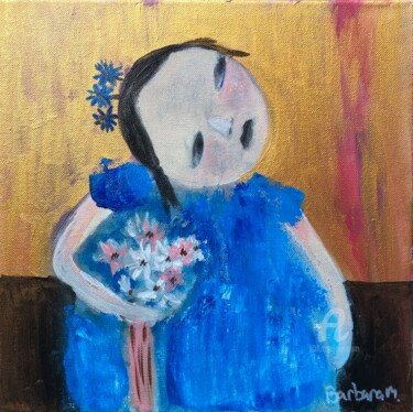 Painting titled "Le bouquet" by Barbara Morin, Original Artwork, Acrylic Mounted on Wood Stretcher frame