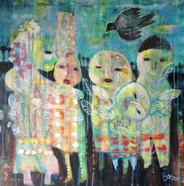 Pittura intitolato ""Jour de pluie"" da Barbara Morin, Opera d'arte originale, Acrilico