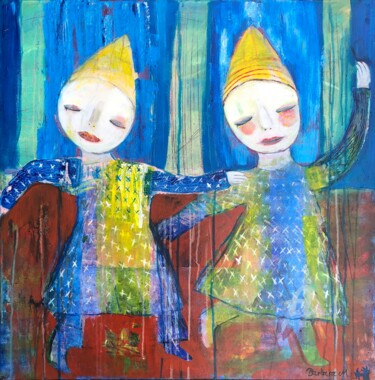 Картина под названием "Danse lutine" - Barbara Morin, Подлинное произведение искусства, Акрил Установлен на Деревянная рама…