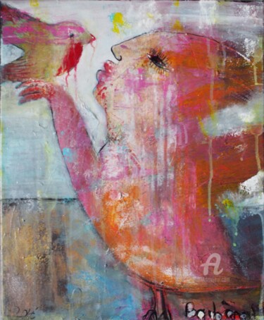 Malerei mit dem Titel ""S'apprivoiser"" von Barbara Morin, Original-Kunstwerk, Acryl