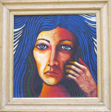 Peinture intitulée "Mulher triste" par Roberval Fernandes, Œuvre d'art originale, Acrylique