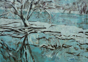 Painting titled ""Île aux canes" I" by Barbara Piatti, Original Artwork, Oil