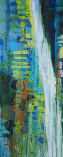 Painting titled "Biggest waterfall" by Barbara Piatti, Original Artwork, Oil