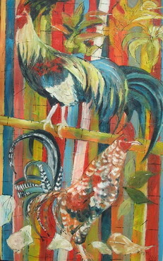 Картина под названием "Two o'cock" - Barbara Piatti, Подлинное произведение искусства, Масло